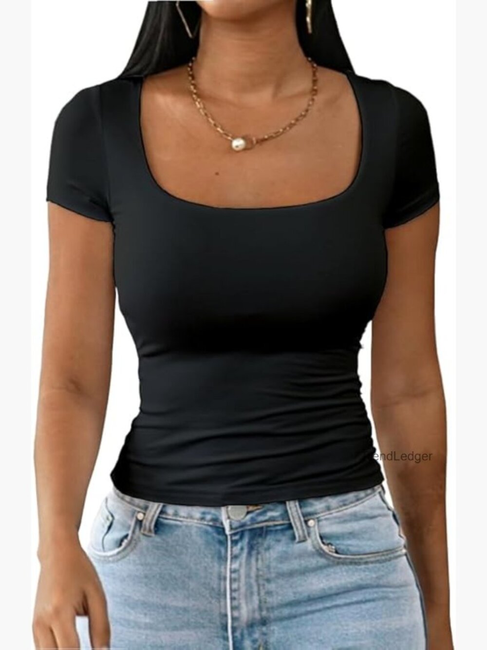Slim Fit Crop Top Square Neck Double Lined Modal Summer Tee